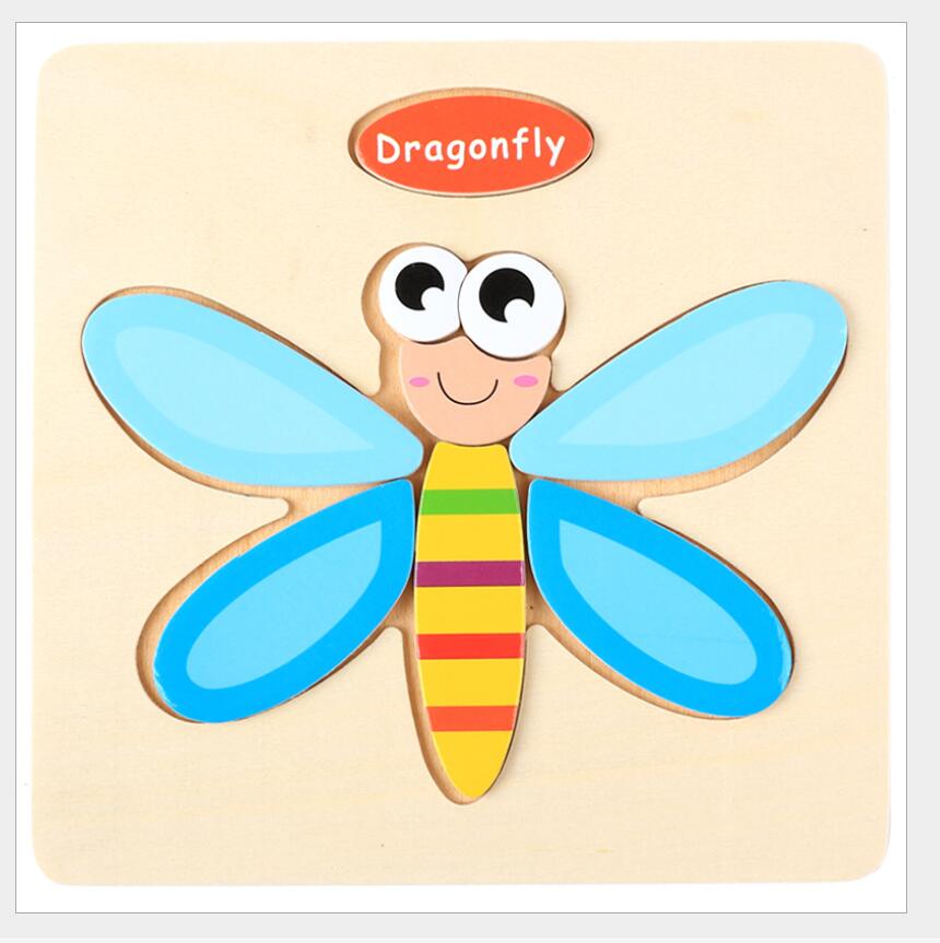 3D Puzzle Wooden Toys For Children Cartoon Animal Vehicle Wood Jigsaw Kids Baby Early Educational Learning Toy #L505 - Korvel