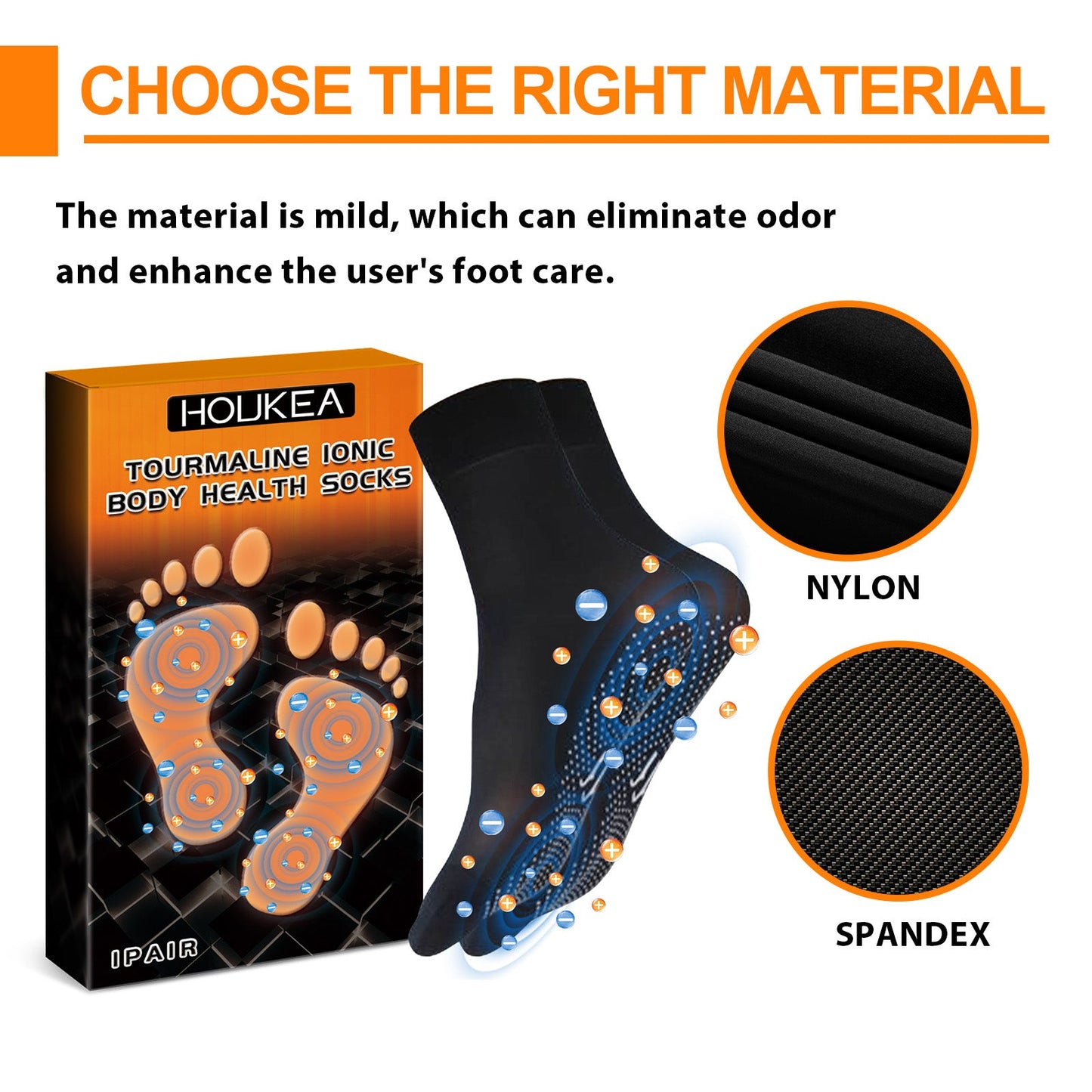 HOUKEA Tourmaline Ionic Body Health Socks for Foot Care