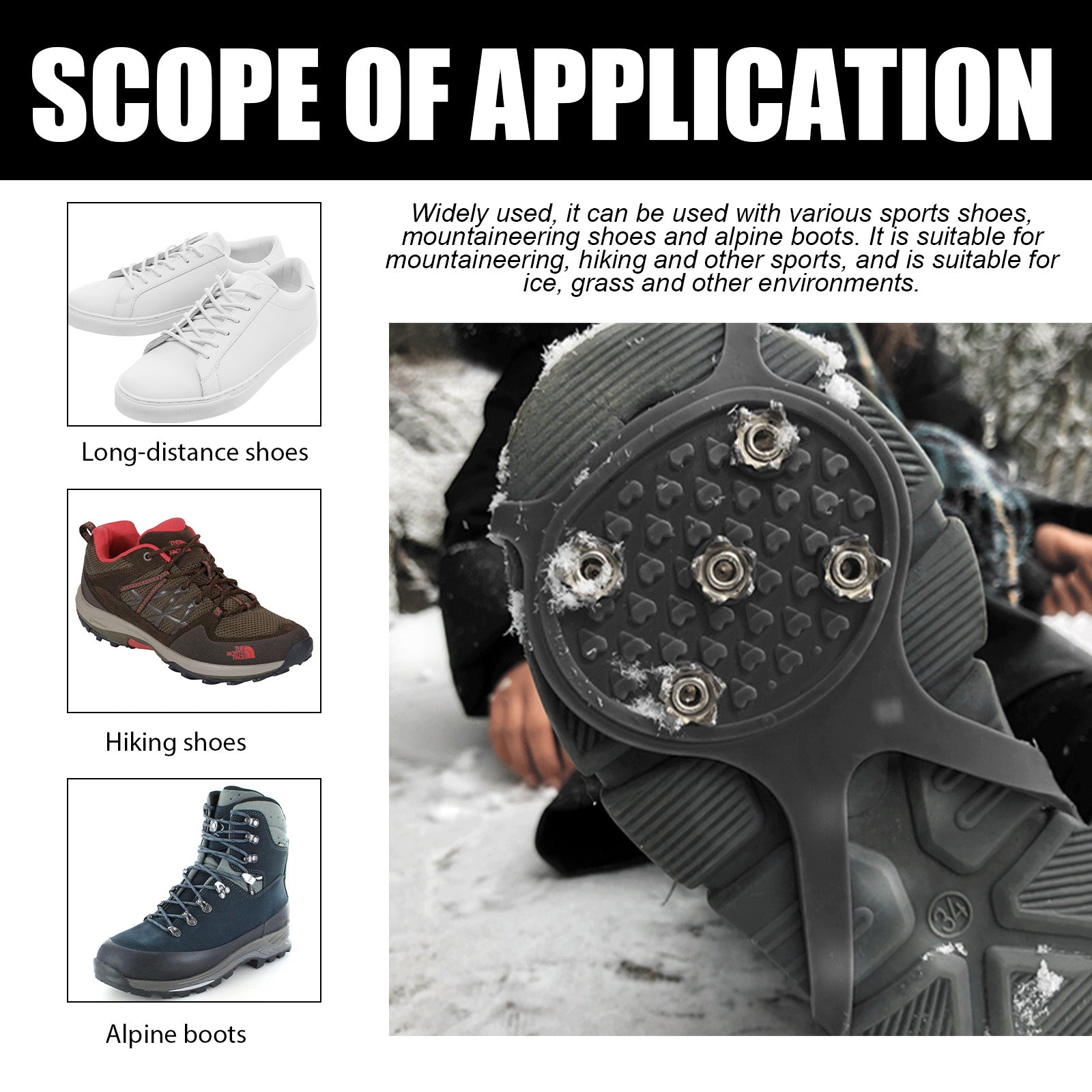 Universelle Rutschfeste Greiferspitzen, Outdoor Crampons Snowshoe Cover Mountaineering Sports Fall Easy To Wear And Take Off Shoe Cover - Korvel