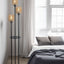 Boho Floor Lamp with Shelves 3-Lights Farmhouse Tall Floor Lamp with ON/OFF Foot Switch Rustic Standing Lamp with Rattan Shades - Korvel