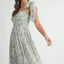 Robe midi froncée à buste floral avec lien d'épaule