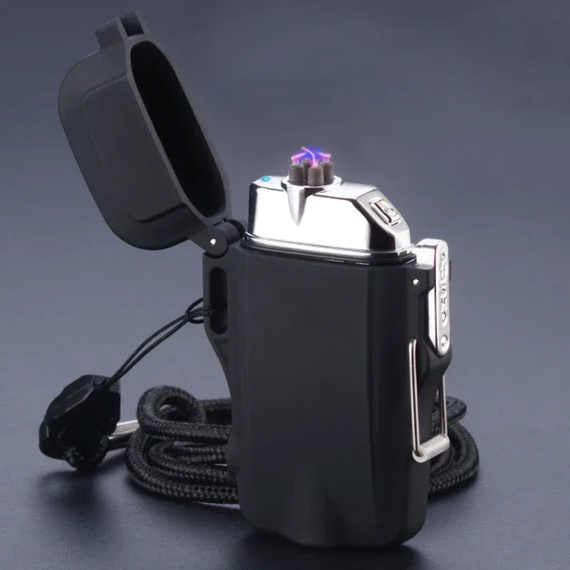 Outdoor Dual Plasma Arc Lighter with Flashlight