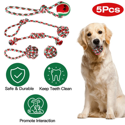 GBruno 5-Piece Christmas Dog Rope Chew Toys