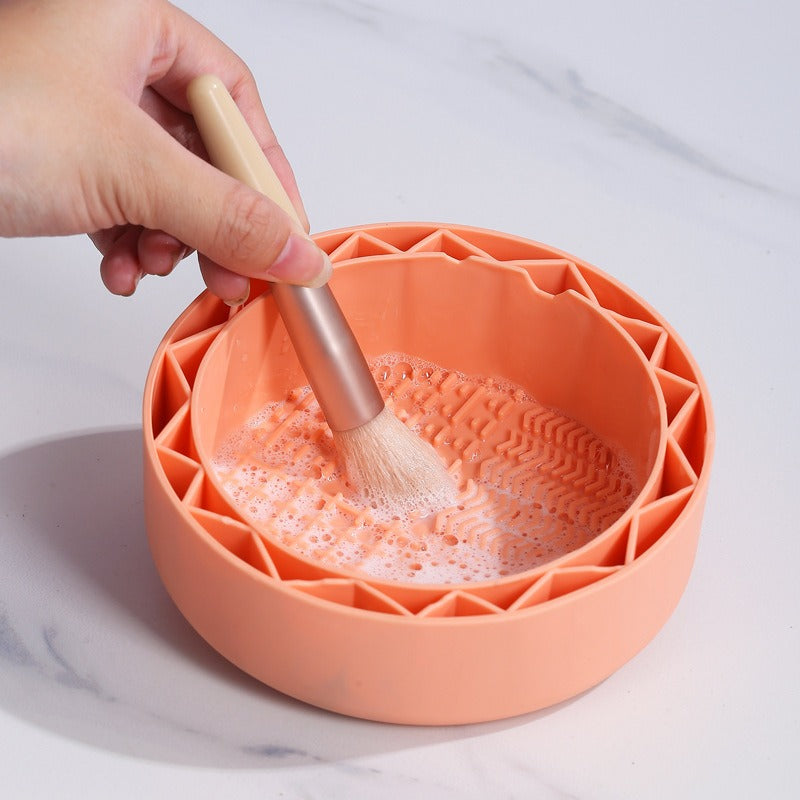 Reusable Makeup Brushes Cleaning Bowl Soft Texture Silicone Cosmetic Beauty Washing Bowl - Korvel