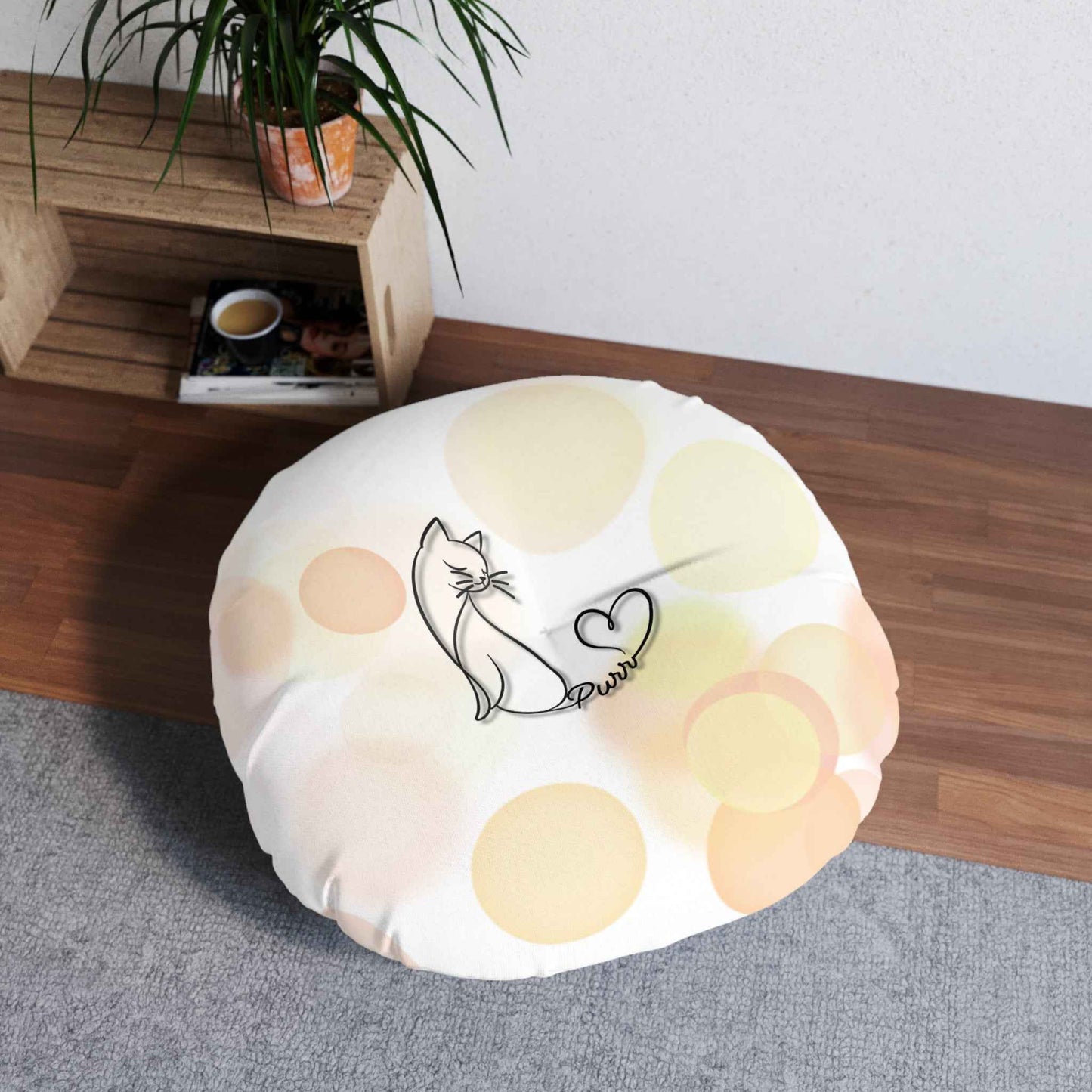 Purr Cat Floor Pillow – Minimalist Round Cushion for Cat Lovers