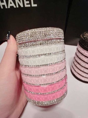 Portable Car ashtray with Light Hello Kitty KT Accessories for Girls Led Car Ash Tray Ashtray Storage Cup Holder Crystal Diamond - Korvel