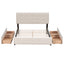 Upholstered Platform Bed with Classic Headboard and 4 Drawers No Box Spring Needed Linen Fabric Queen Size Beige - Korvel