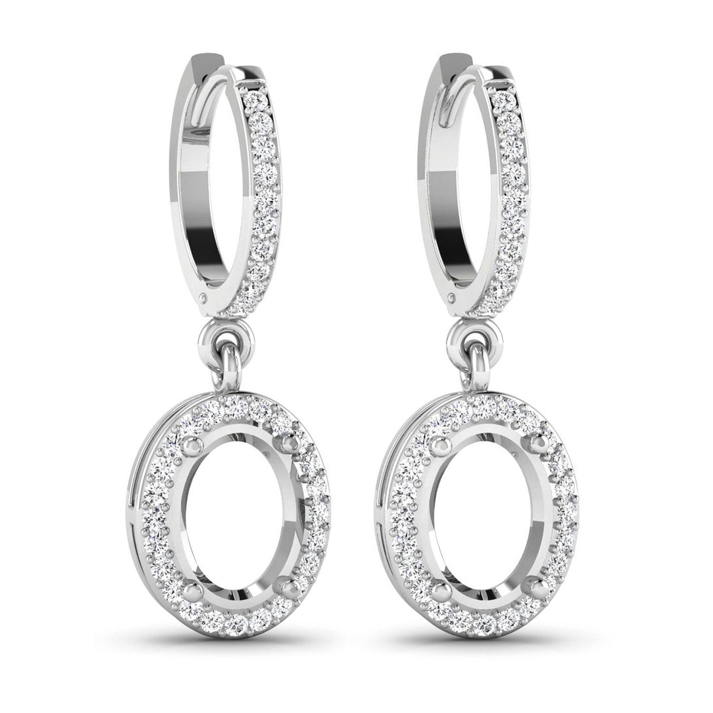 Pendientes Halo de Oro Blanco de 14K con Diamantes Genuinos de 0.32 Quilates