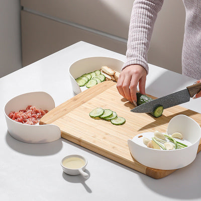 Vegetable board corner storage stir fry and side dish plate round white vegetable preparation plate - Korvel