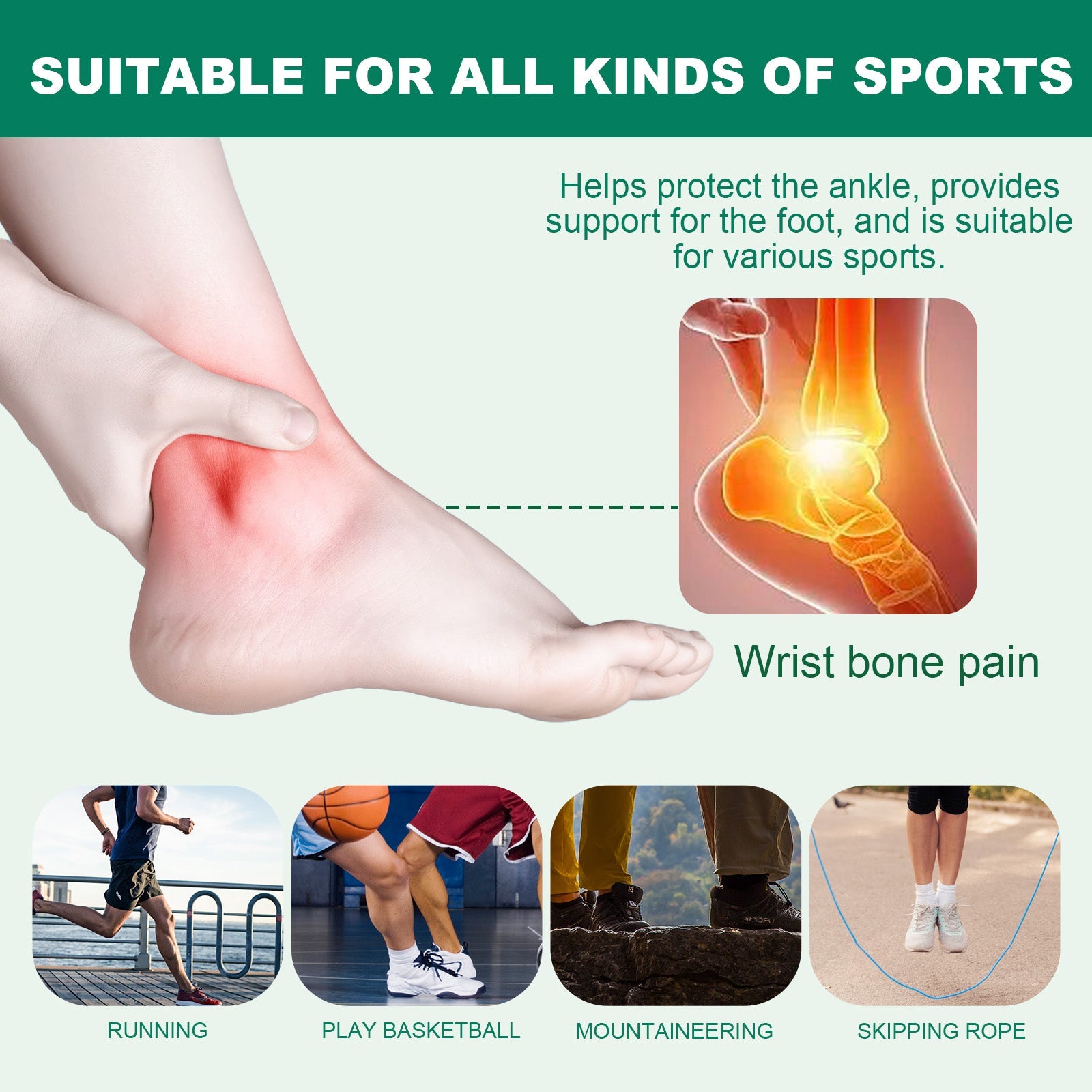 Self-Adhesive Sports Bandage Wrap, Prevent Running Sports Sprain Protection Ankle Joint Ankle Bandage - Korvel