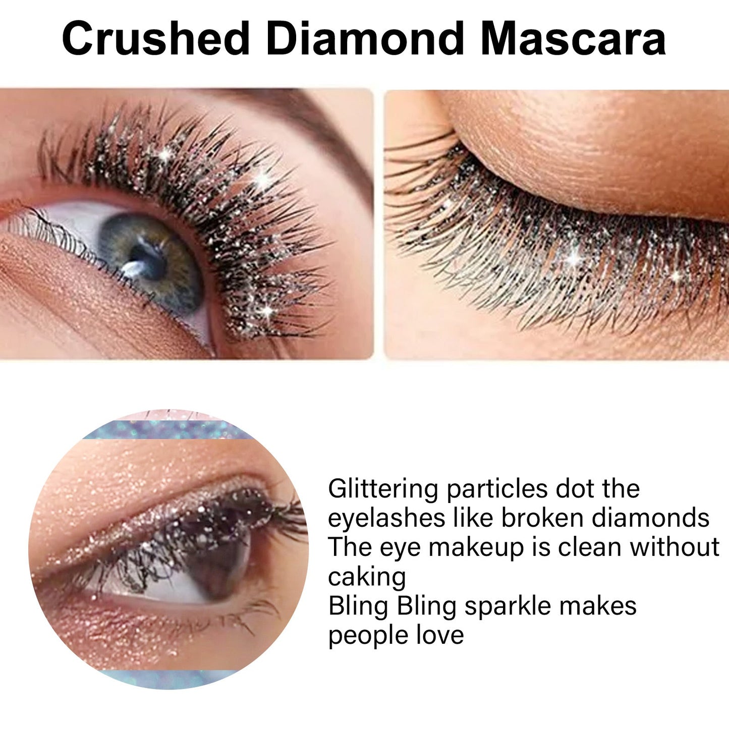 Crushed Diamond Mascara, Set Primer Instant Dry Film Flash Tear Eye Non-Smell-Free Mascara - Korvel