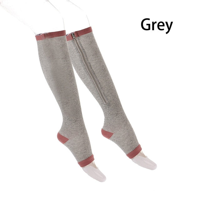 Calcetines de compresión unisex con cremallera - Delgados y elásticos