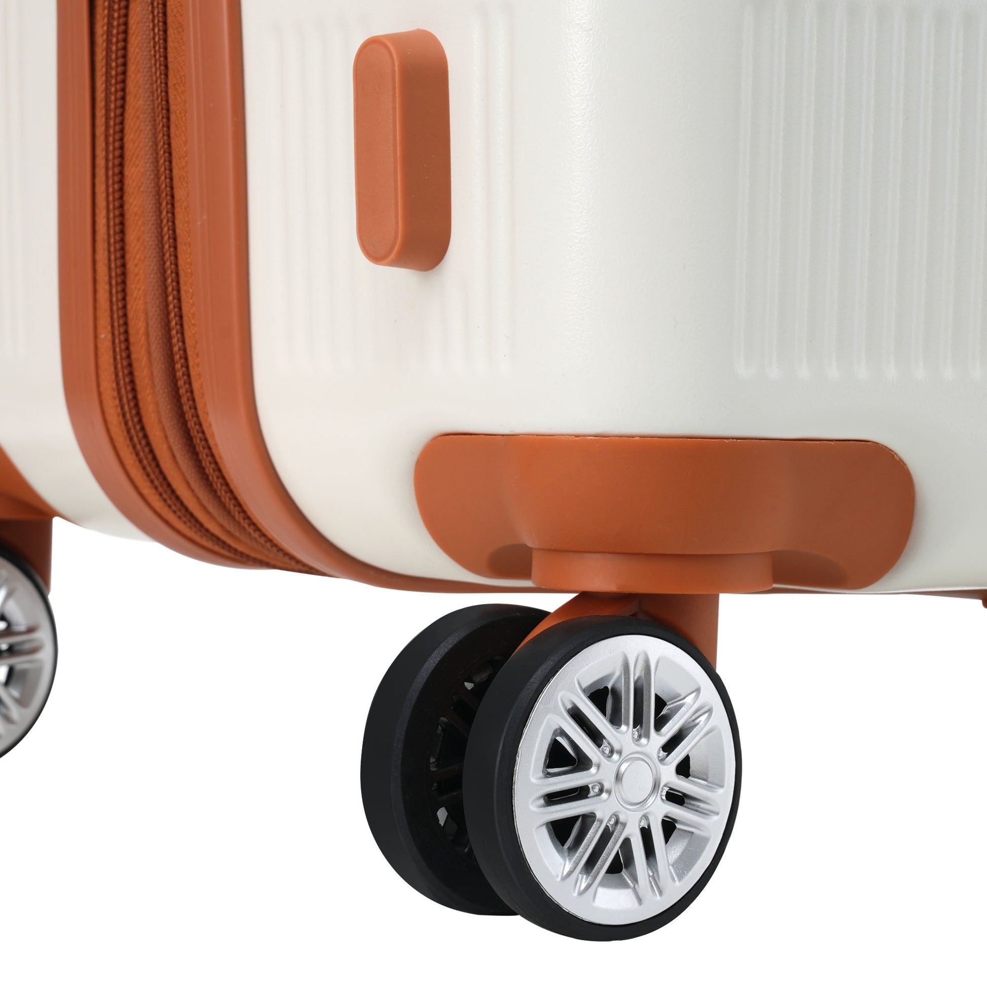Hardshell Luggage Sets 3 Piece double spinner 8 wheels Suitcase with TSA Lock Lightweight 20''24''28'' White + ABS - Korvel