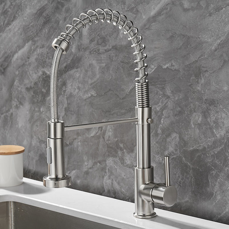 All copper rotatable cold and hot water dual mode sink, kitchen spring faucet - Korvel