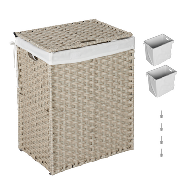 Premium Grey Laundry Hamper with Lid and Removable Bags