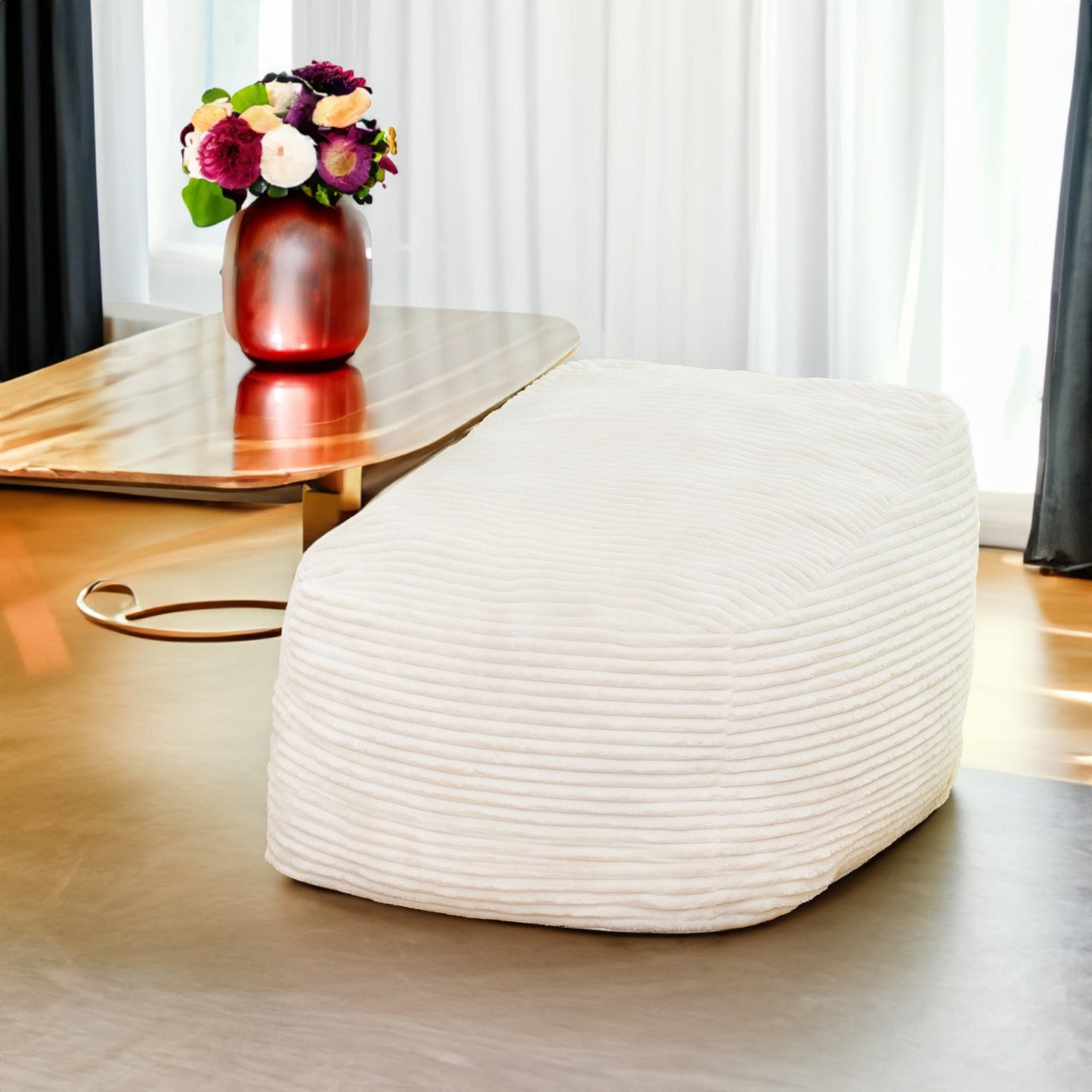 Faux Fur Classic Bean Bag Chair - White