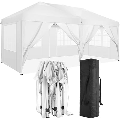 10'x20 'folding canopy with 6 detachable side walls outdoor activity shelters UPF 50+terrace portable tent (white) - Korvel