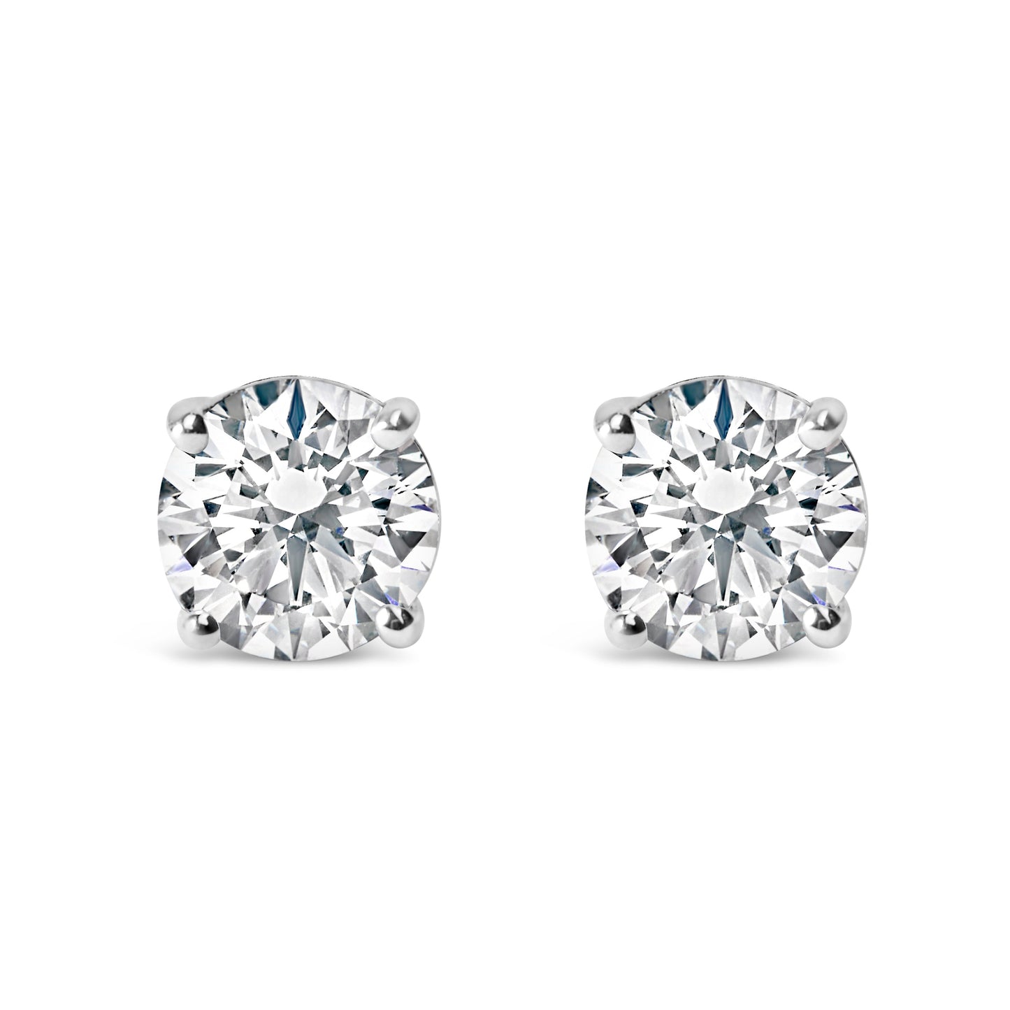 .925 Sterling Silver Lab Grown Diamond Solitaire Stud Earrings