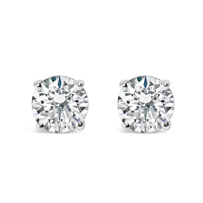 .925 Sterling Silver Lab Grown Diamond Solitaire Stud Earrings
