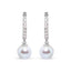Pendientes de gota de perlas de agua dulce cultivadas y acentos de diamante en oro blanco de 10 quil