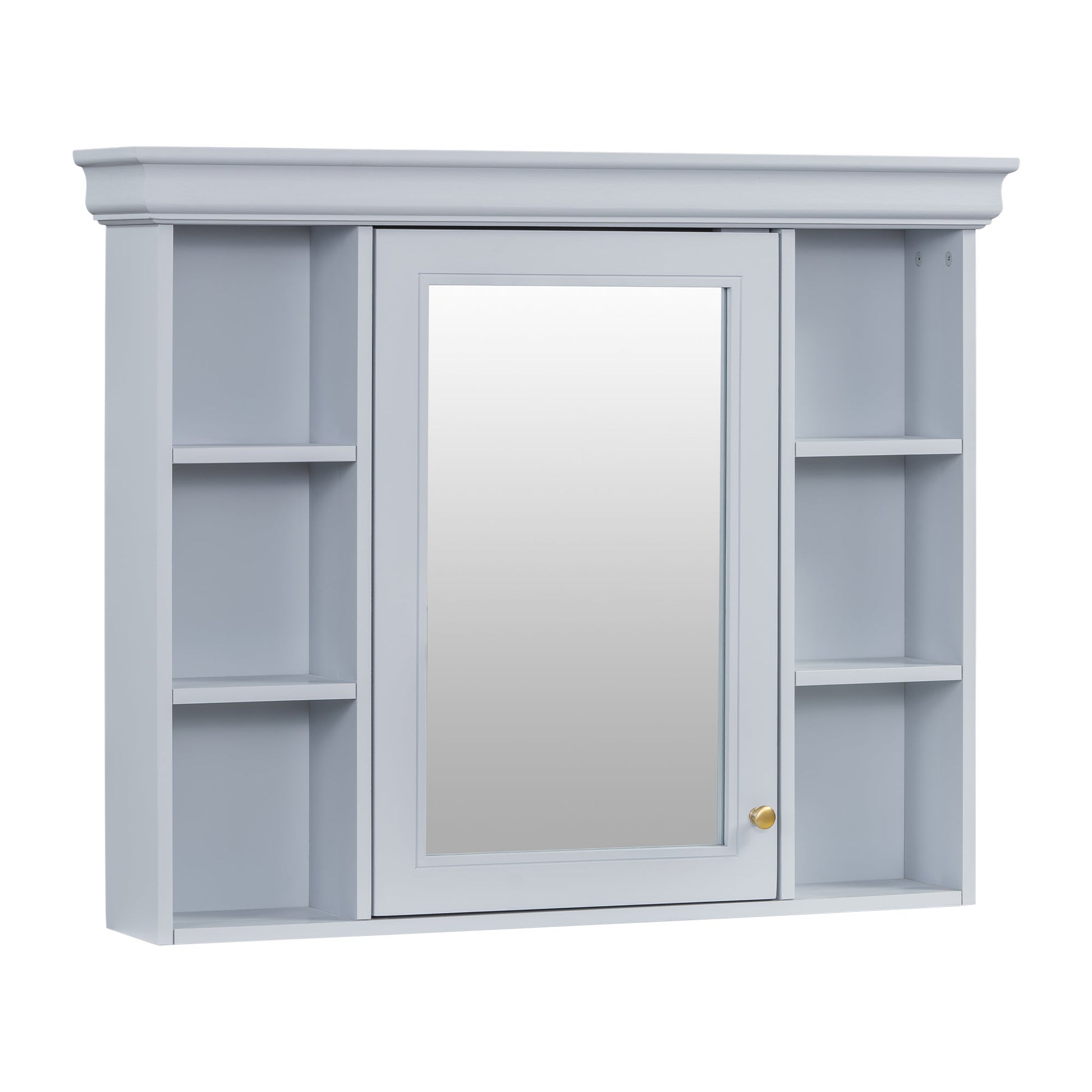 35'' x 28'' Blue Wall Mounted Bathroom Storage Cabinet with Mirror Door, Modern Bathroom Wall Cabinet with Mirror - Korvel