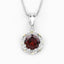 Pendentif en Grenat et Diamant de 2,32 Carats en Or 14K et Argent