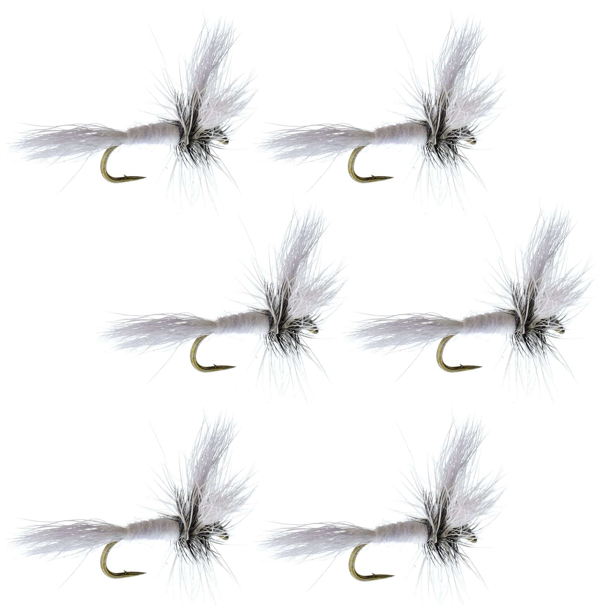 Barbless White Wulff Classic Hair Wing Dry Fly - 6 Flies Hook Size 12 - Korvel