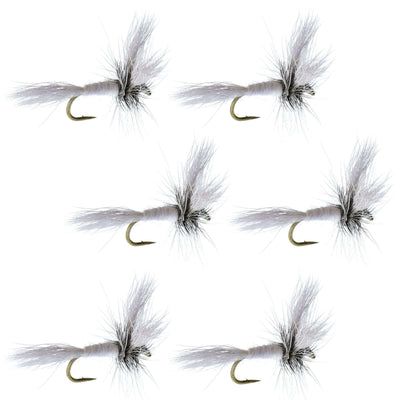 Barbless White Wulff Classic Hair Wing Dry Fly - 6 Flies Hook Size 12 - Korvel