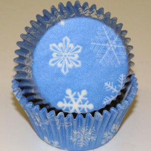 Standard Size Sky Blue Snowflakes Baking Cups - 500 Count