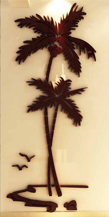 3D Coconut Tree Acrylic Mirror Wall Sticker For Children's Room Dining Room Living Room DIY TV Wall Background Home Decoration - Korvel
