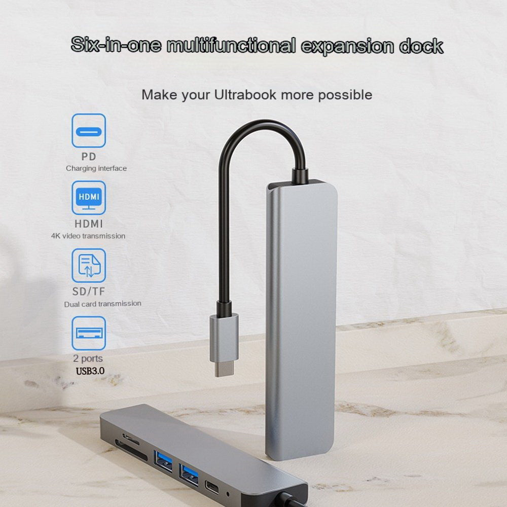 USB C Six-in-One Expansion Dock for Enhanced Connectivity
