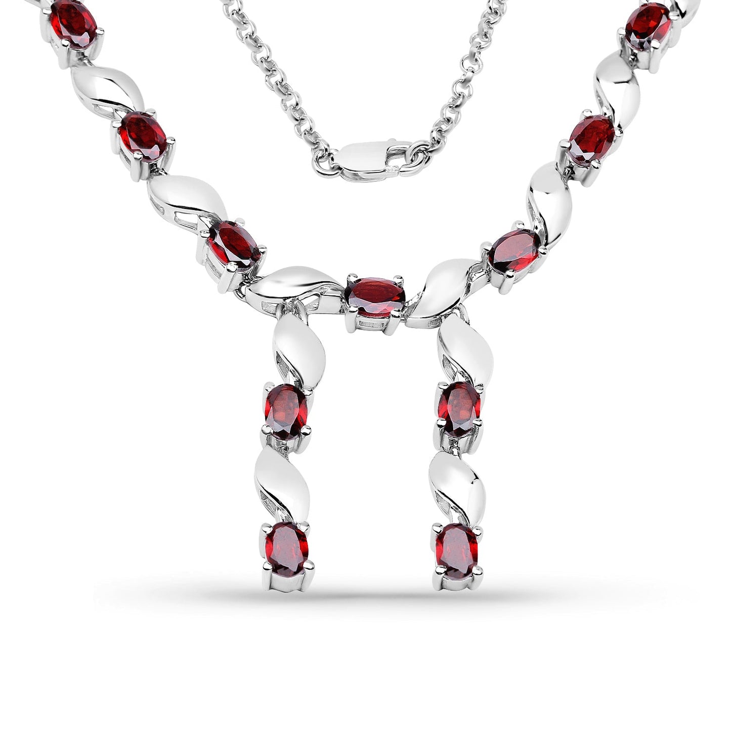 7.65 Carat Genuine Garnet Sterling Silver Necklace