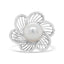 14K White Gold Pearl and Diamond Flower Blossom Ring - Size 6.50