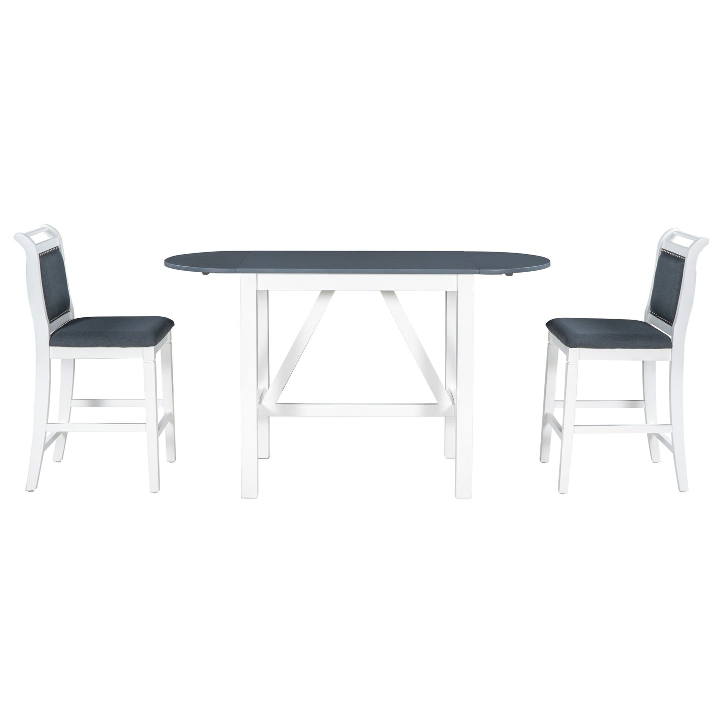 Ensemble de salle à manger surélevé en bois TOPMAX 3 pièces - Blanc et gris