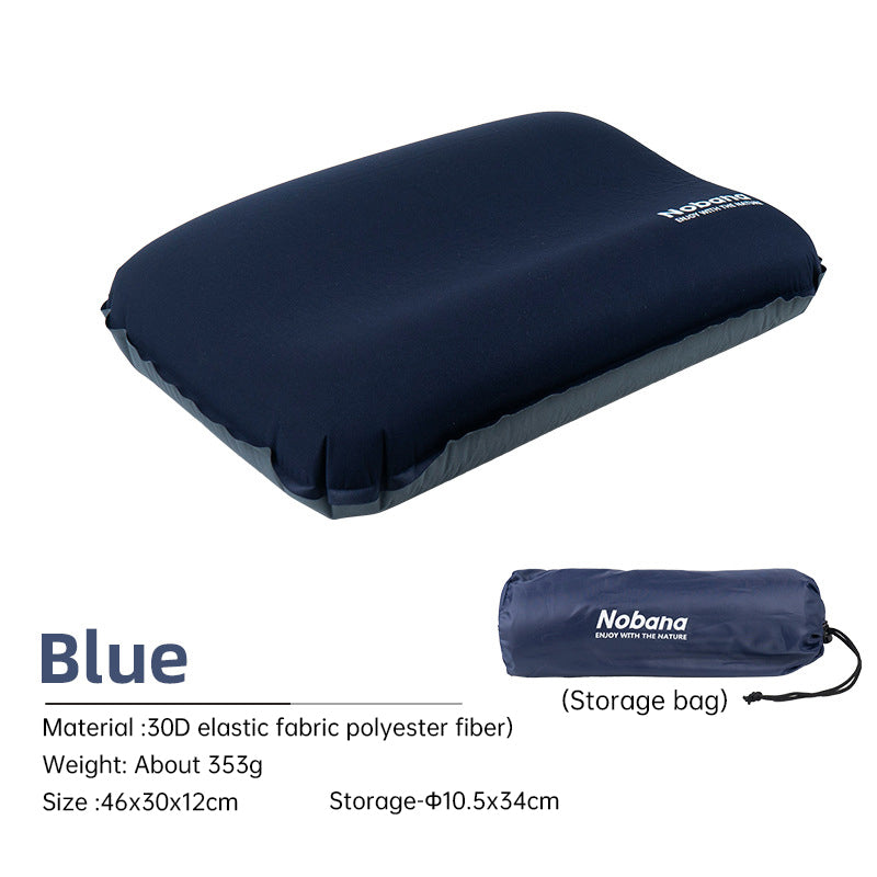 Outdoor 3D Sponge Pillow Automatic Inflatable Pillow Camping Tent Air Cushion Pillow Travel Portable Cervical Neck Pillow - Korvel