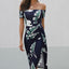 Robe midi charmante à épaules dénudées avec fente