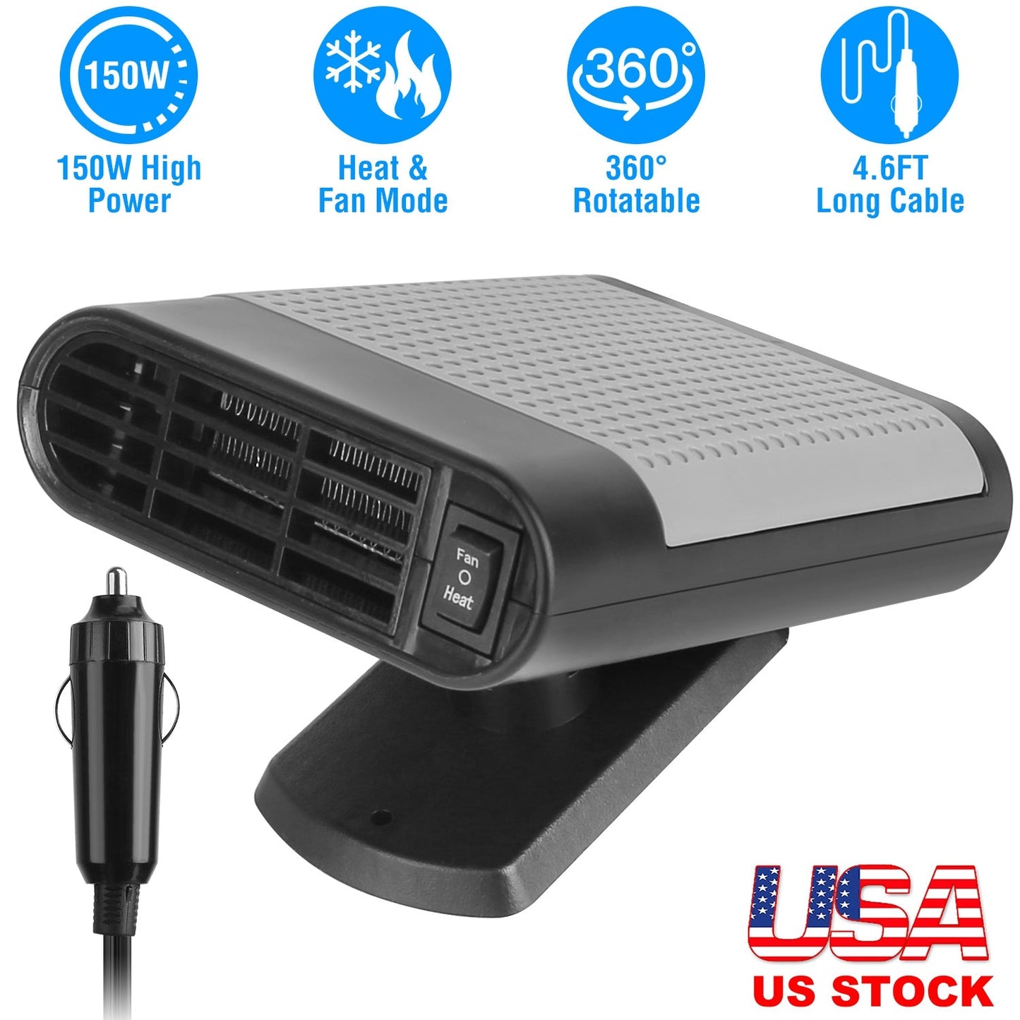 24V 200W Portable Car Heater & Defroster Fan