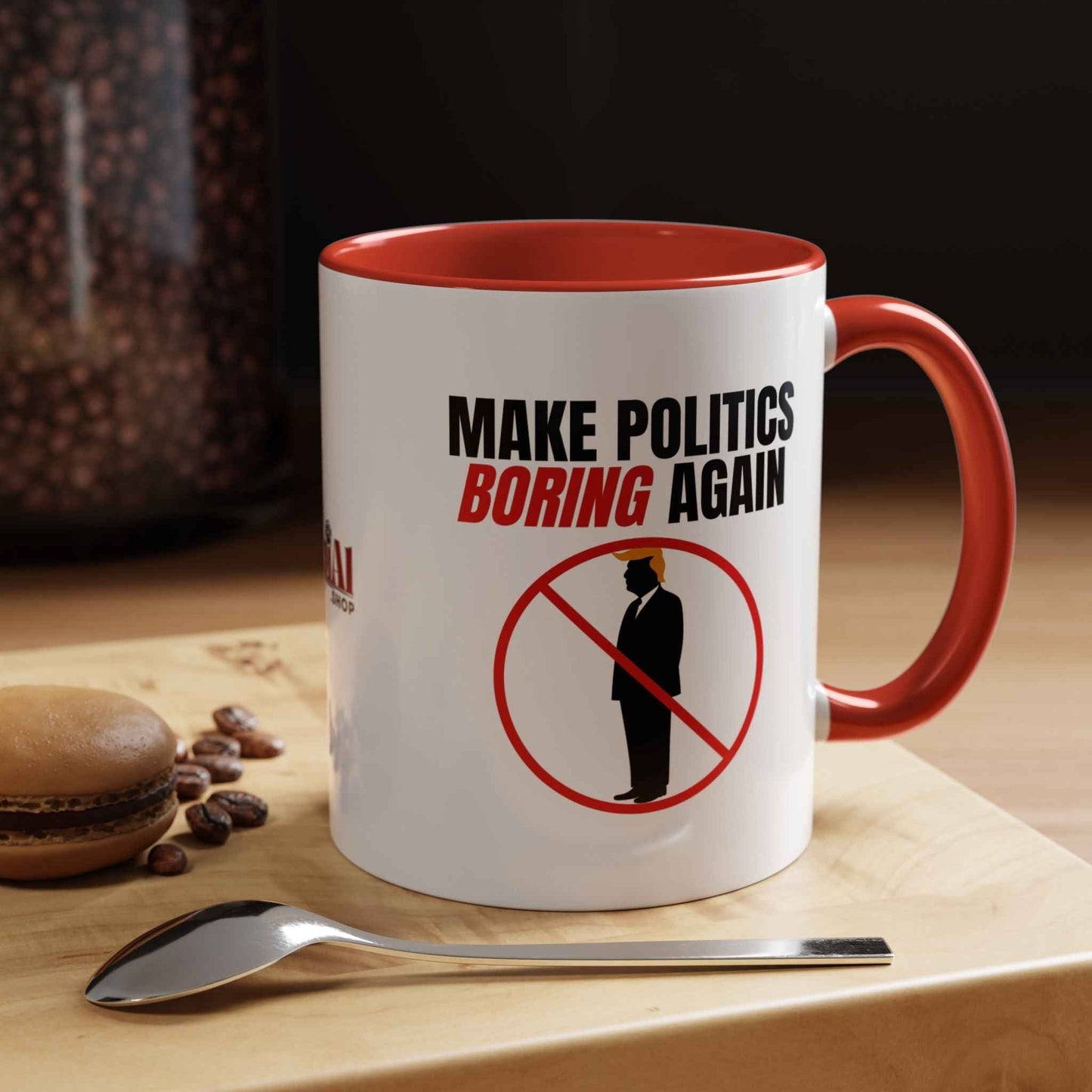 Make Politics Boring Again Parody Mug – Two-Tone Ceramic Coffee Cup