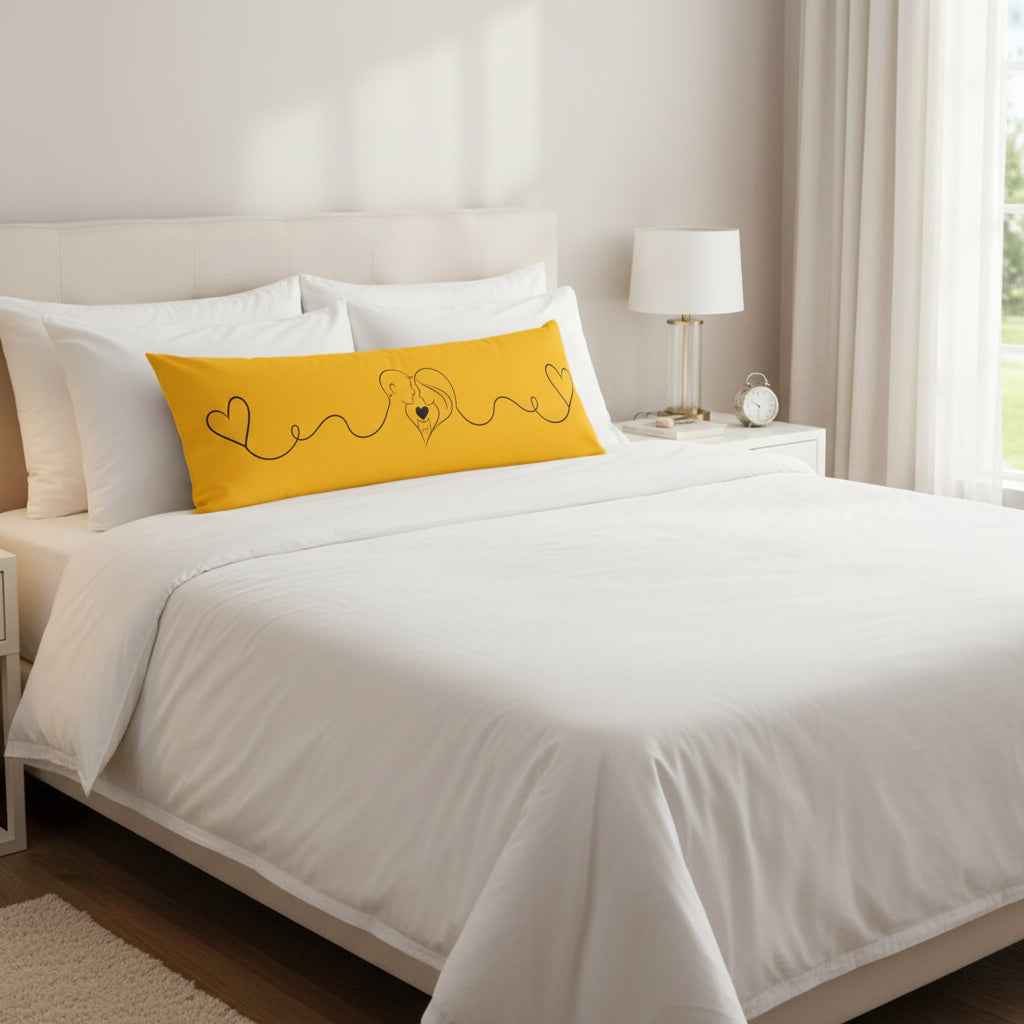 Almohada Corporal Corazones Conectados – Diseño de Arte Lineal Minimalista, 20” × 54”