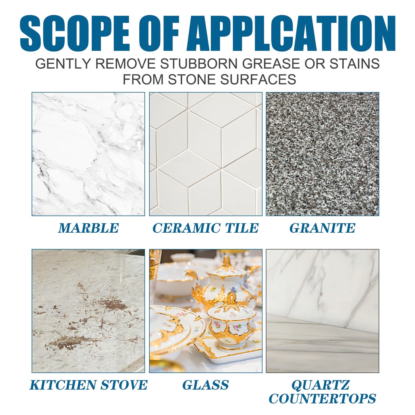 Stones Cleaning Powder, Kitchen Countertop Marble Tile Cleaning Oil Stain Removal Polishing Powder - Korvel