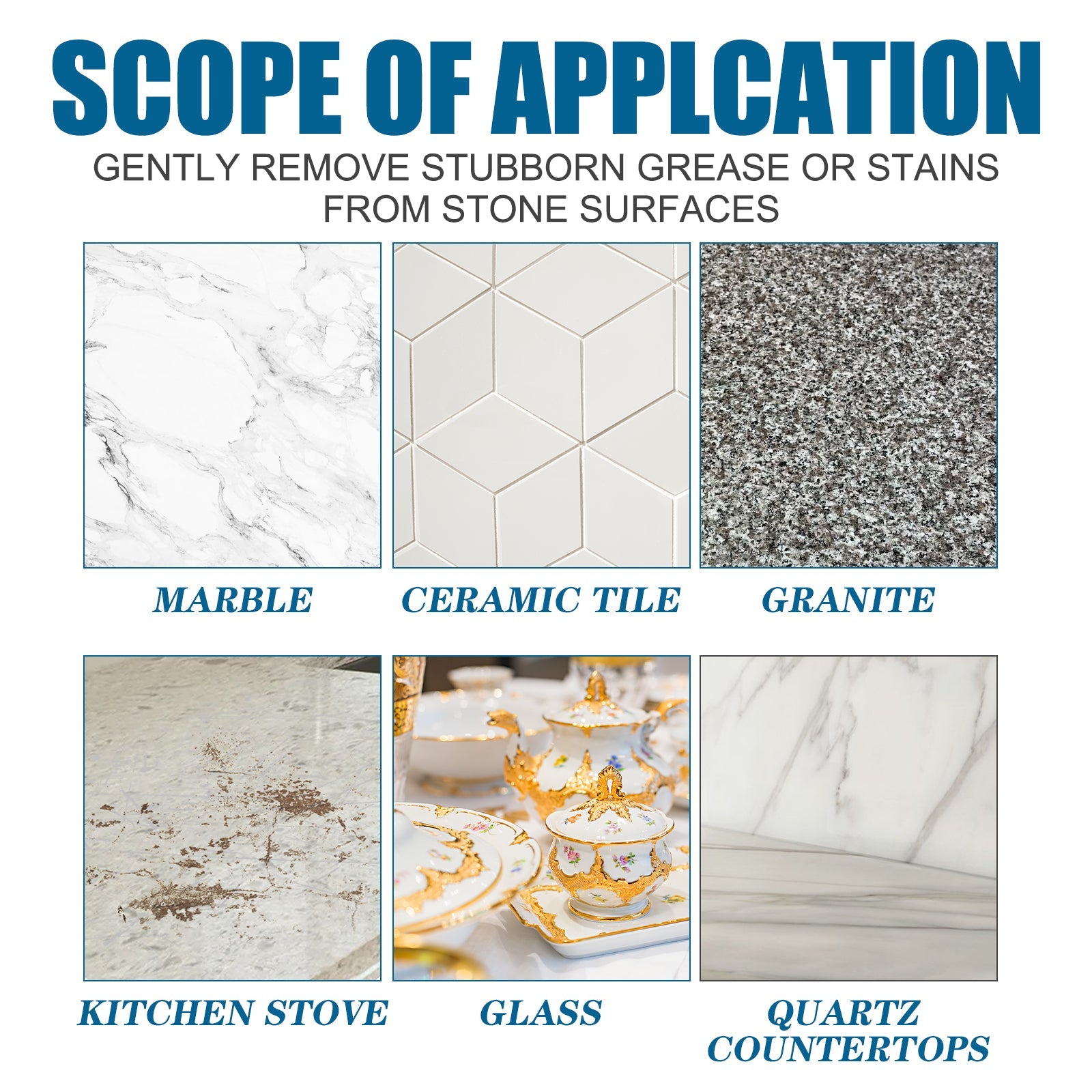 Stones Cleaning Powder, Kitchen Countertop Marble Tile Cleaning Oil Stain Removal Polishing Powder - Korvel