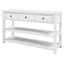 Retro Design Console Table with Two Open Shelves, Pine Solid Wood Frame and Legs for Living Room (Antique White) - Korvel