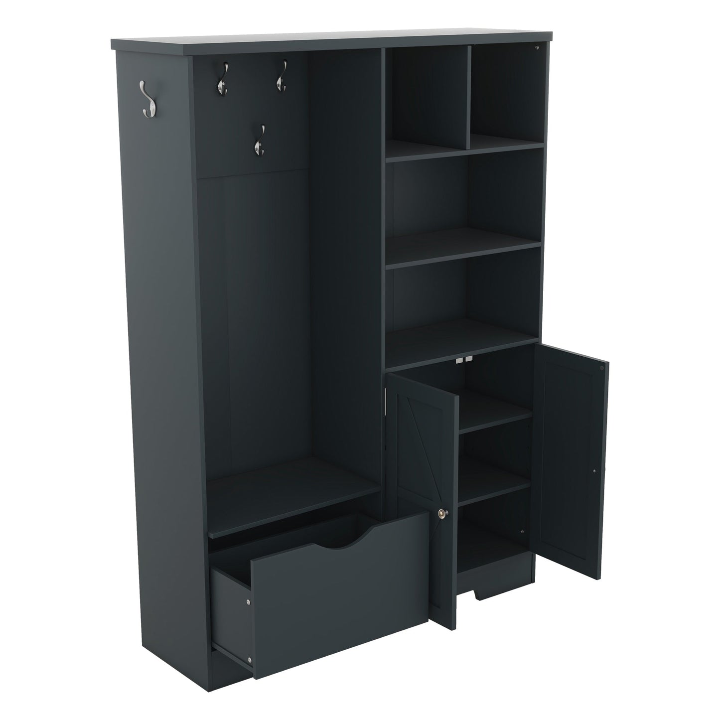 Armoire d'entrée élégante et multifonctionnelle avec rangement en bleu antique