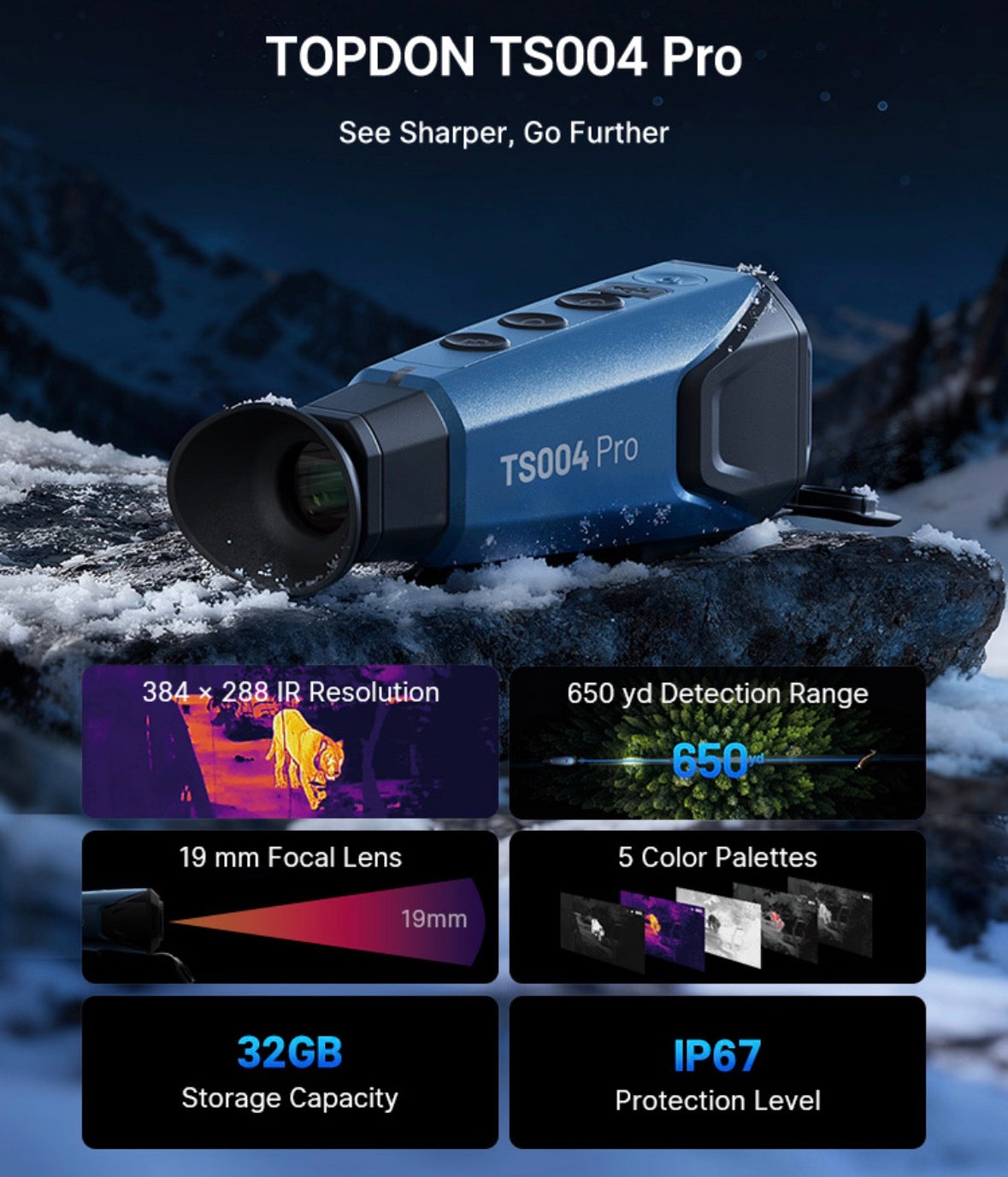 Olight TS004 Pro Thermal Monocular - 384x288, 8x Zoom, WiFi, IP67