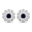 Boucles d'oreilles en saphir bleu et diamant de 0,60 carat en or blanc 14K
