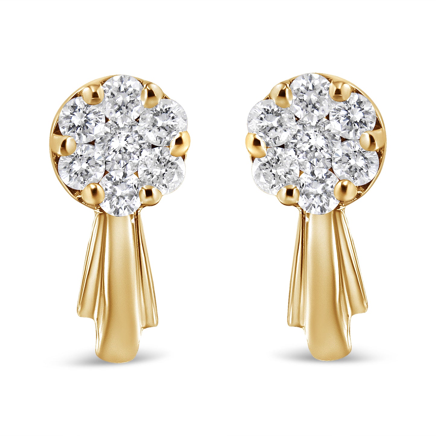 Pendientes de gota en oro blanco de 14 quilates con diamantes en forma de flor