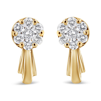Pendientes de gota en oro blanco de 14 quilates con diamantes en forma de flor