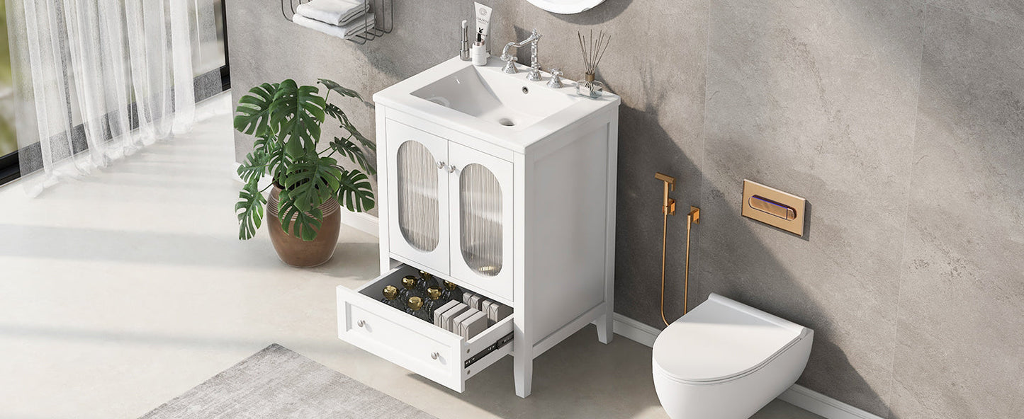 Meuble de salle de bain blanc de 24" avec lavabo et rangement