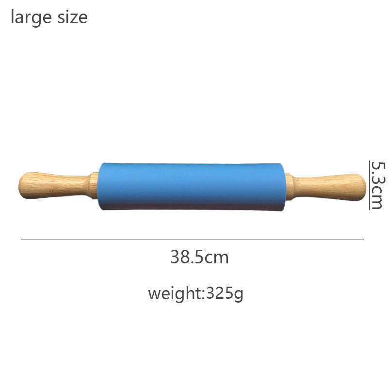 Wooden Handle Silicone Rolling Pin Rolling Pin Roller Flour Pin Small Medium And Large Household Baking Tools And Kitchenware - Korvel