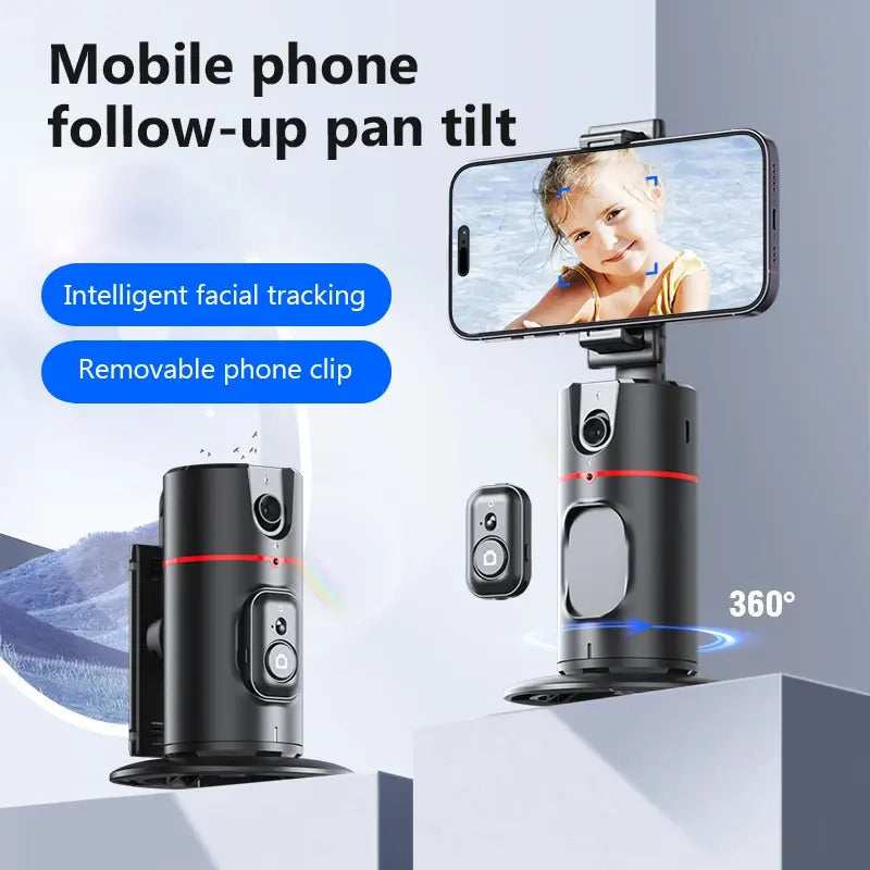 P02 Auto Face Tracking Stand 360 Rotation Phone Holder Desktop Tracking Gimbal Stabilizer Tripod for Live Vlogging Video - Korvel